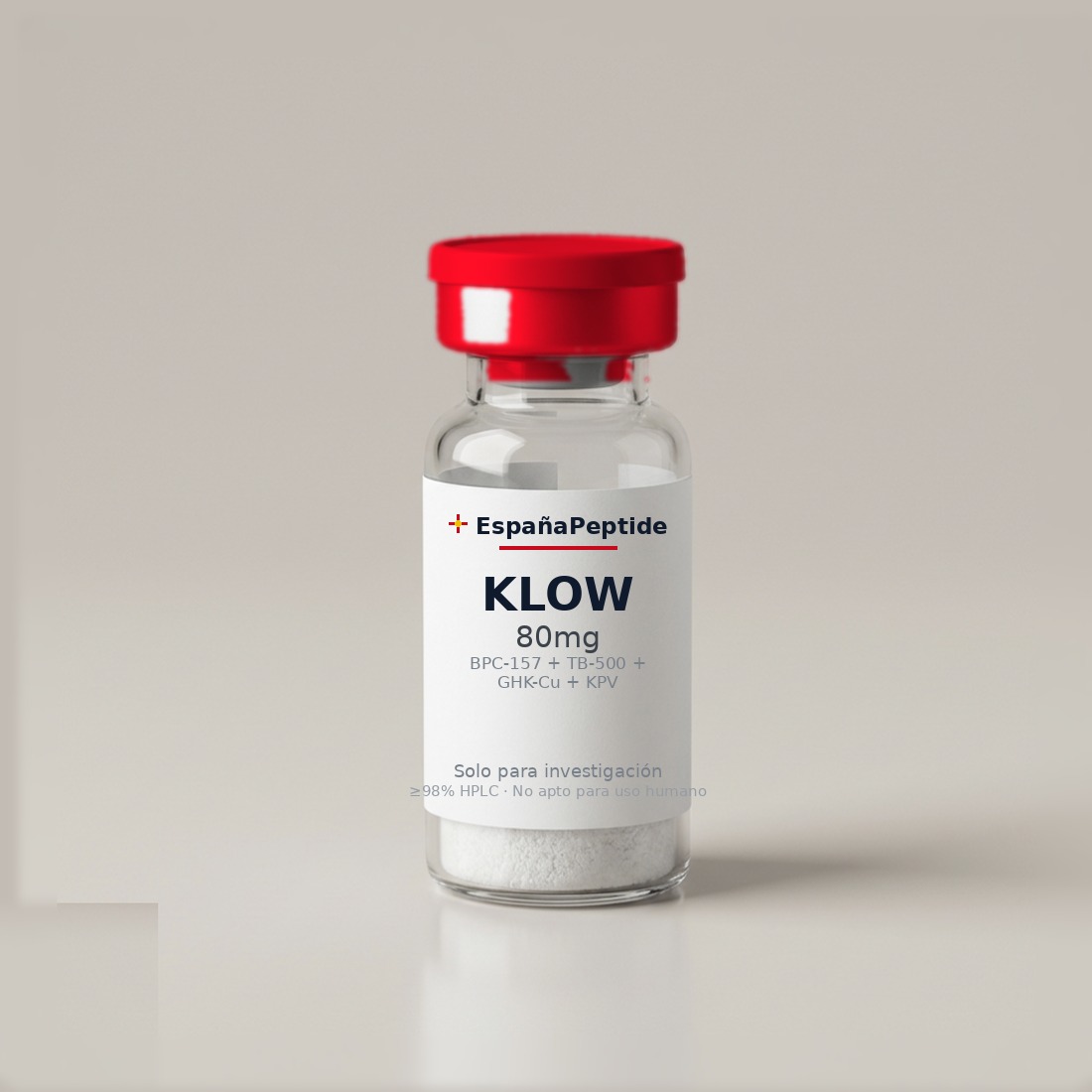 KLOW 80mg (BPC-157 + TB-500 + GHK-Cu + KPV) vial de péptido de investigación